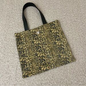 Guess Leopard Print Cotton Twill Tote Bag
